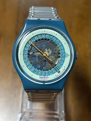 Swatch 스켈레톤 손목시계 파랑