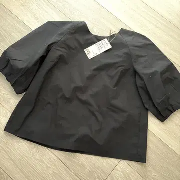 새상품 MUJI 오가닉 코튼 블라우스 S 블랙