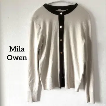 미라 오웬 mila owen 가디건 베이지 블랙 검정