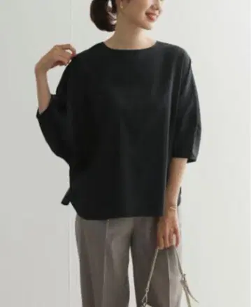 'UR TECH Smart Linen Touch' 벌룬 슬리브 블라우스