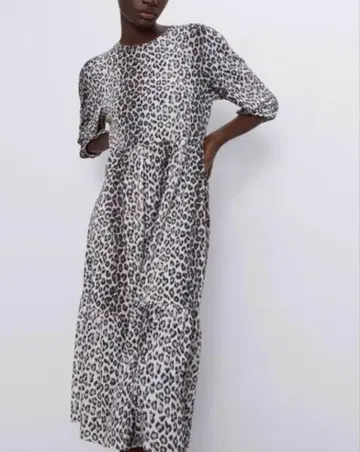ZARA 자라 티어드 롱 원피스 레오파드 무늬 레오파드 무늬
