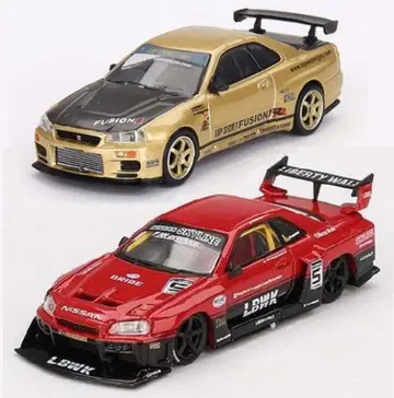 1/64 금&빨검 2종 세트 스카이라인 R34 GT-R (Y071)