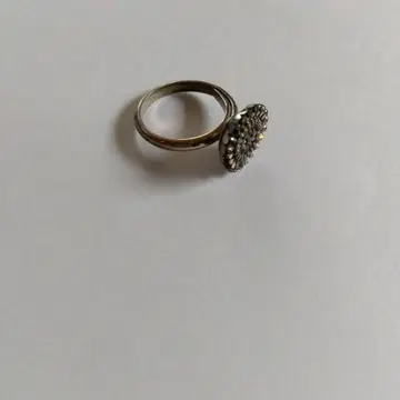 실버 꽃 모양 스톤 반지
