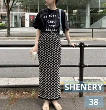 SHENERY 셔링 플라워 롱 스커트 38