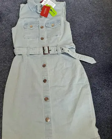 GUESS 라이트 블루 데님 원피스 XS