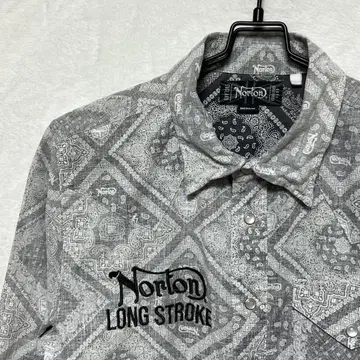 Norton 노턴 마 혼방 자수 옷깃 와이어 5부 소매 셔츠 M
