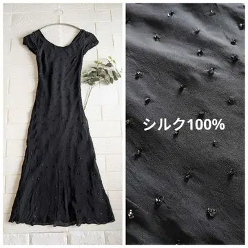 FLAIR BY JOC 실크 100% 블랙 롱 원피스 사이즈 34