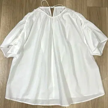 Ballsey 프로세스드 코튼 개더 블라우스 반팔 화이트 S