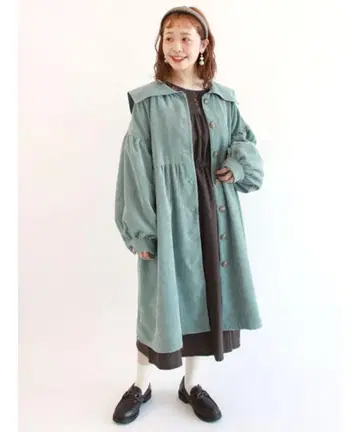 ehka sopo 세일러 카라 코듀로이 원피스 코트 봄/가을