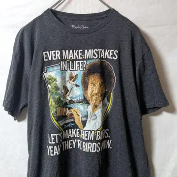 US 구제 의류 BOB ROSS 밥 로스의 회화 교실 프린트 티셔츠