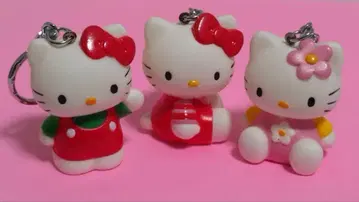 산리오 키티 반지 키링 3종 소프트 비닐 레트로