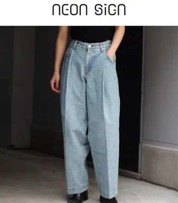 네온 사인 wide denim slacks