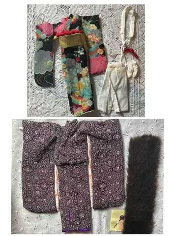 바비 기모노 세트 핸드메이드 순수 실크 크레이프 원단 묶음 판매