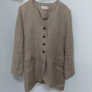 MOSTRIARE 베이지 린넨 노카라 자켓