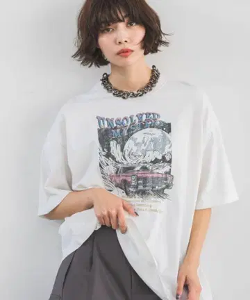 PAGEBOY 페이지 보이 카 락 프린트 티셔츠 완판 빈티지