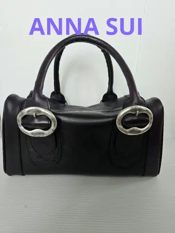ANNA SUI 다크 퍼플 가죽 핸드백