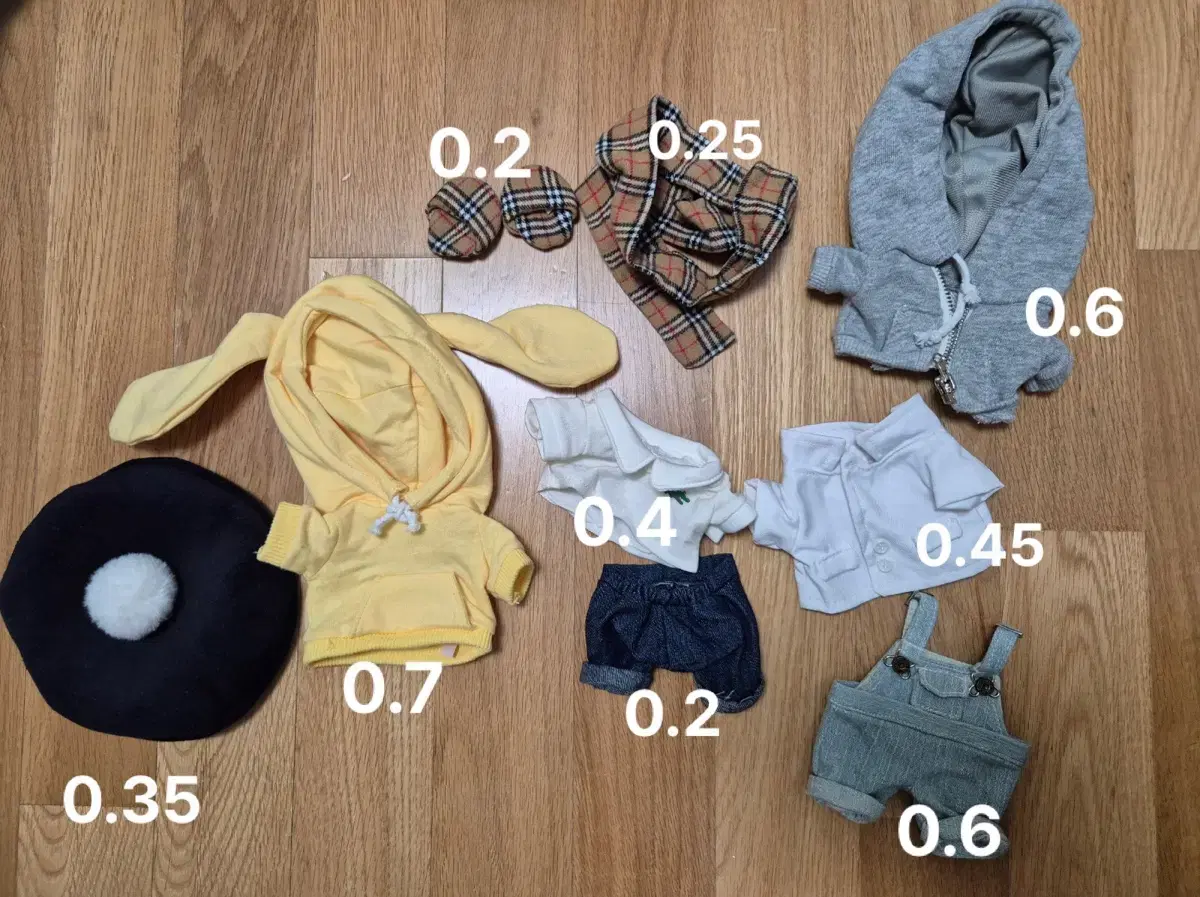 Doll clothes 20cm 18cm 15cm hoodie pants shirt shoes scarf