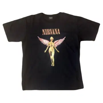 NIRVANA 엔젤 프린트 티셔츠 블랙