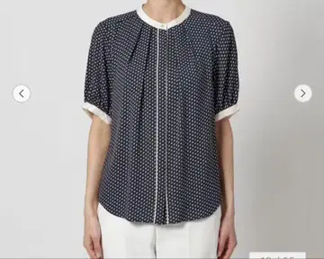 UNITED ARROWS 바이컬러 파이핑 숏 슬리브 블라우스