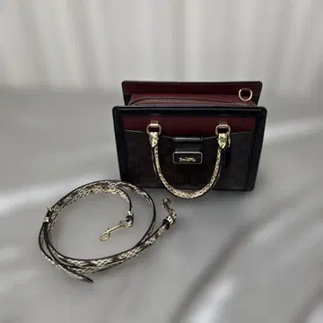 가죽 핸드백 다크 브라운 버건디