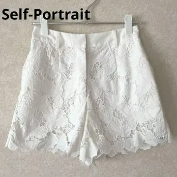 Self-Portrait 코튼 레이스 숏 팬츠 화이트 S