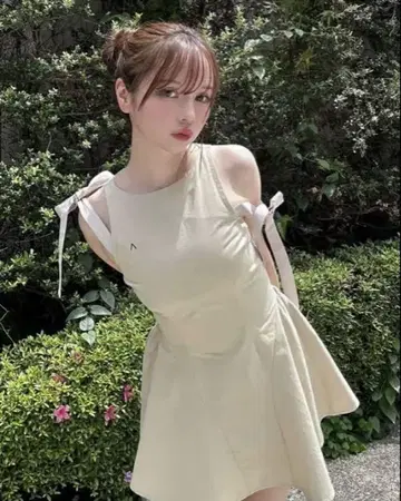 앤드메리 조지 리본 미니 플레어 드레스