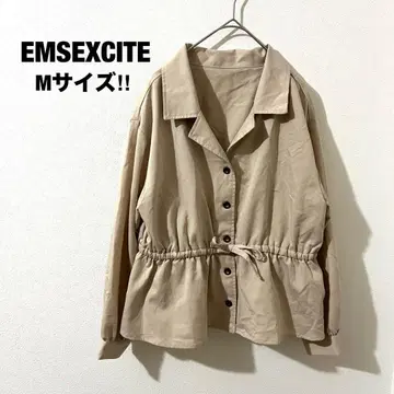 EMSEXCITE 엠즈 엑사이트 브라운 셔츠 페플럼 베이지 M