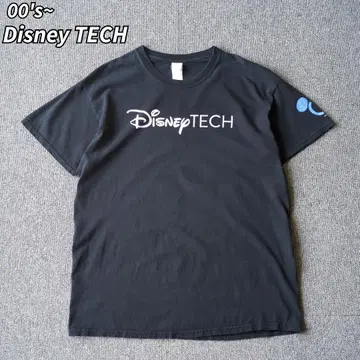 00s~ DISNEY TECH 티셔츠 반팔 블랙 구제 의류 L 디즈니