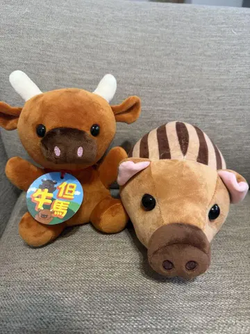 소와 멧돼지 봉제 인형 세트