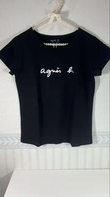 agnes b. 에네스베 여성용 로고 티셔츠 M 사이즈 블랙