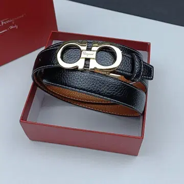 가죽 블랙 벨트 골드 버클 95CM