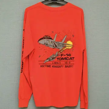 Tee Jays F-14 TOMCAT 롱 티셔츠 레드 USA제 L