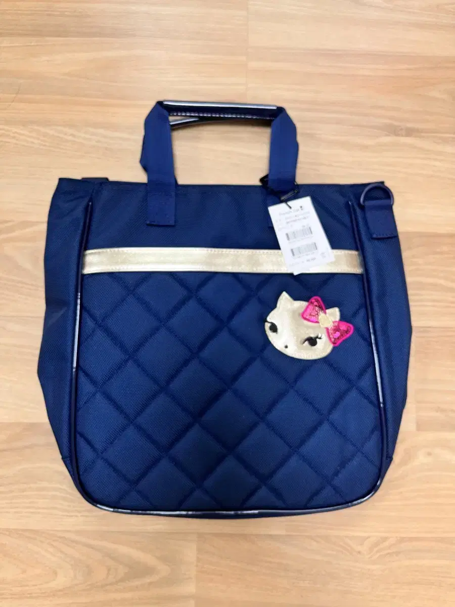 french cat Navy Square Auxiliary Bag Elementary School Children's Bag