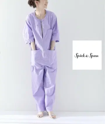 Spick&Span 노카라 하프 슬리브 점프 수트 보라색