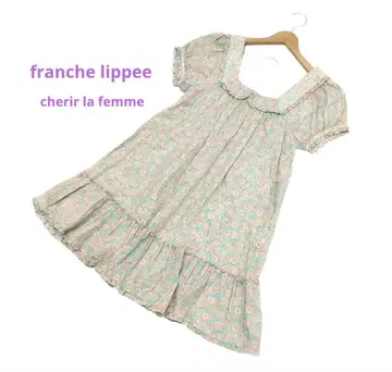 Cherir la femme 일본제 꽃무늬 프릴 원피스 M 7705
