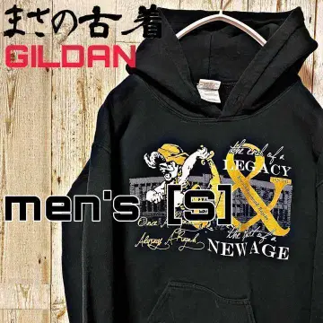 [GILDAN] 빅 프린트 긴팔 후드티 men's [S] 블랙