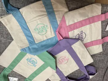 Trader Joe's 미니 토트백 파스텔 컬러 2장 세트