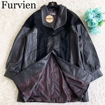 Furvien PARIS 롱 코트 램 가죽 무스탕 이종 소재 믹스 F