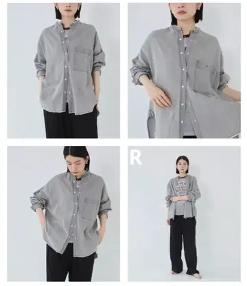 한치 hunch 라이트 온스 데님 밴드 카라 오버 사이즈 셔츠