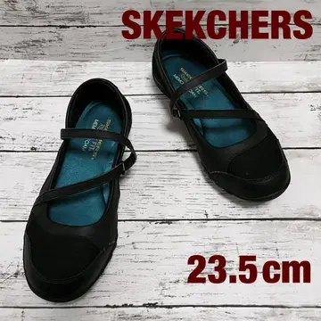 스케쳐스 스트랩 플랫 슈즈 23.5cm 블랙 컴포트