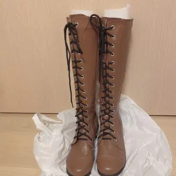 브라운 업 롱 부츠 레이스업 36호