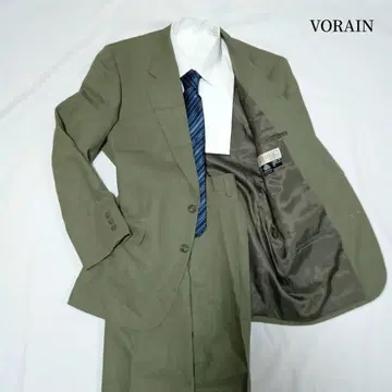 VORAIN 카키 무지 M 사이즈 2턱 수트 상하의 셋업