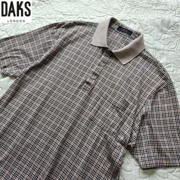 DAKS 체크 피케 셔츠 아이보리 폴로 셔츠 M 일본제 남녀 공용