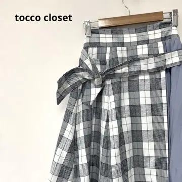 tocco closet 벨트 체크 무늬 사이드 브리츠 스커트
