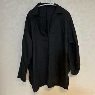 블랙 V넥 긴팔 셔츠 오버 사이즈 셔츠 슬로브 이에나