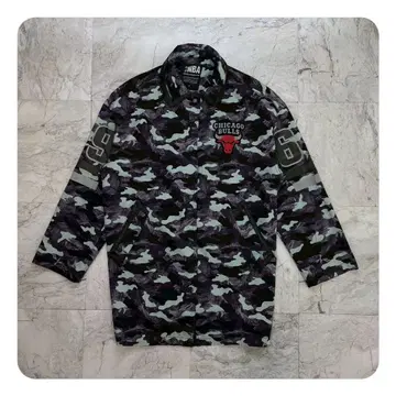 NBA 시카고 불스 자켓 남성용 S 올 패턴 미들 기장 가슴 로고 코튼