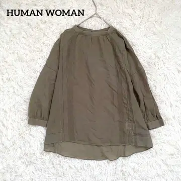 휴먼 우먼] 가스 보일 블라우스 (M) 크롭 스탠드 카라 카키