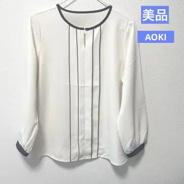 AOKI 배색 멜로우 턱 블라우스 바이컬러