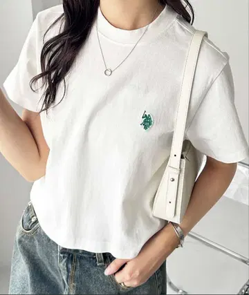 GeeRA U.S. POLO ASSN. 숏 기장 티셔츠 화이트 M 사이즈