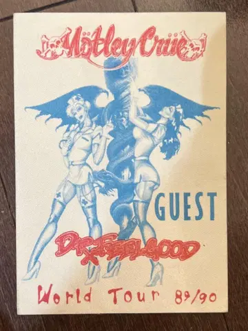 초레어 정품 Motley Crue 월드 투어 백스테이지 패스 게스트